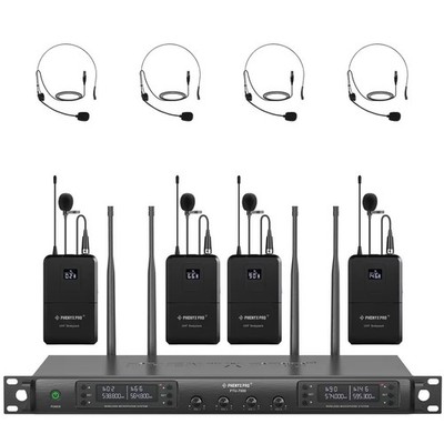 Phenyx Pro kabelloses Mikrofonsystem - 4-Kanal UHF Set DJ (PTU-7000-4B)