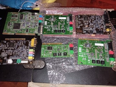 Vintage Retro PC Video Sound Card Lot 6 Sound Blaster Live AWE Creative AGP PCI+