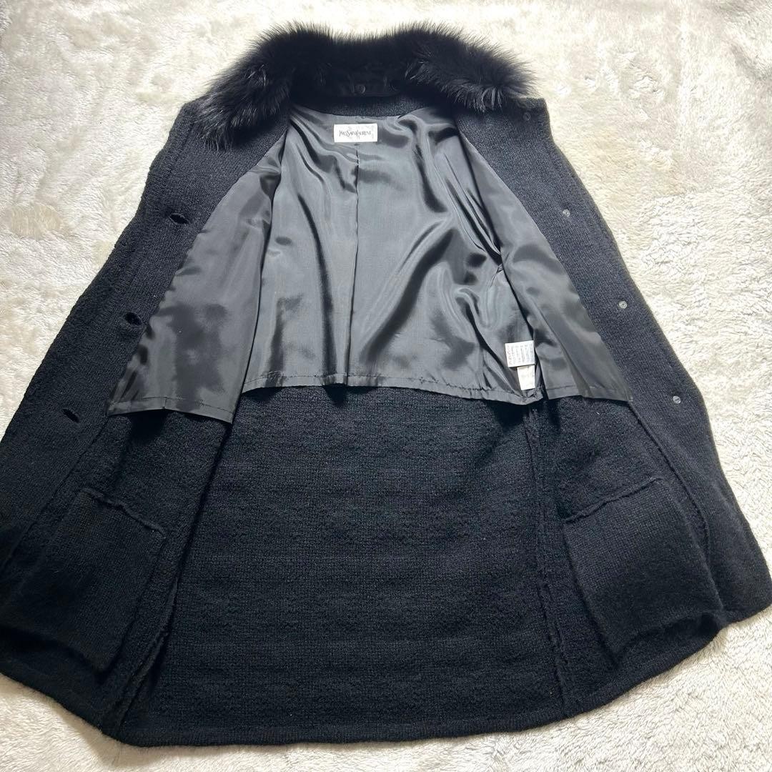 Yves Saint Laurent, fur coat, fox fur, mohair blend, black, size M, Good product thumbnail 24