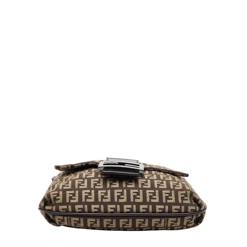 Fendi Zucchino Brown Canvas Leather Shoulder Bag Womens Auth image 3