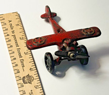 Vintage Hubley Toy Metal Cast Iron Propeller Airplane Red