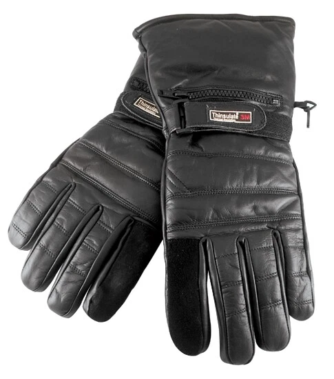 Winter Gauntlet Motorcycle Riding Gloves XLarge XL 3M Black Leather 02863