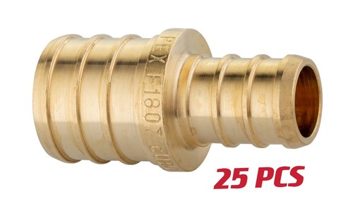 EFIELD 25 PCS  3/4" X 1/2" PEX FITTING STRAIGHT REDUCING COUPLING, LEAD FREE