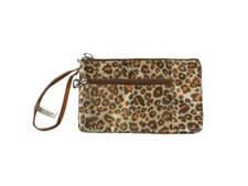 6.5" x 4" Leopard Print Double Zipper Purse w/ Wristlet
