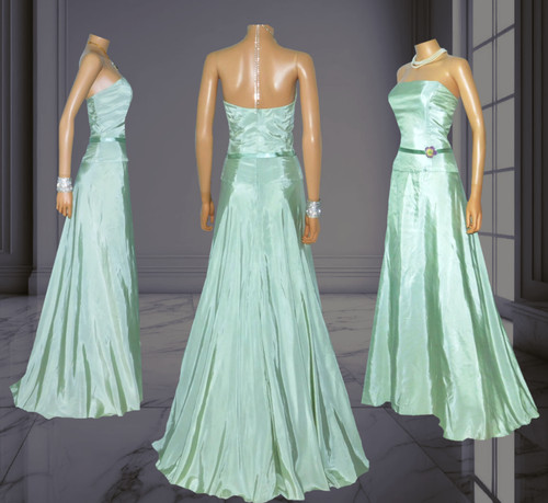 Bill Levcoff Strapeless SATIN Evening PROM Dress A-LINE Formal Gown