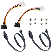 2 Lots SATA 3.0 Data Cable IDE 4pin Power Wire for Internal Desktop HDD CD Drive