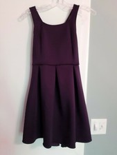 Express Women's Fit & Flare Dress - Strappy Crossover Back, Dark Purple - Size 4