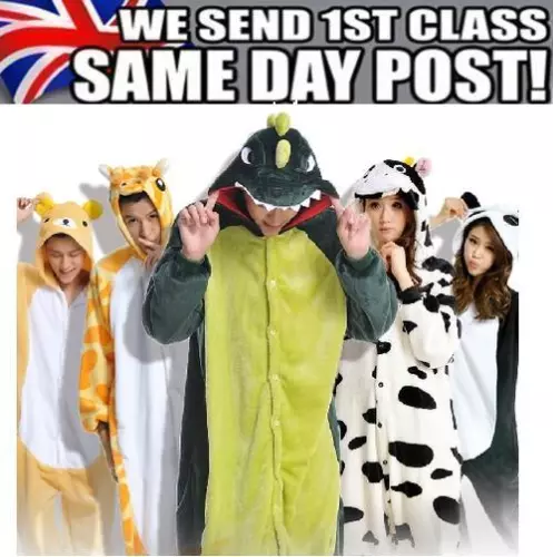 Mens Ladies Fleece Pyjama Pajamas Kigurumi Onsies Adults Animal Costume UK - Picture 10 of 68