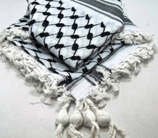 Keffiyeh Scarf Shemagh Arab Cotton Original Kufiya White Black