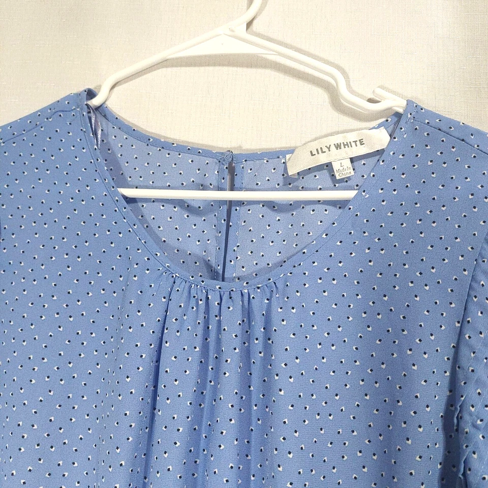 Blusa grande plisada blanca lirio para mujer mangas cortas dobladillo peplum cintura elástica Foto 3 de 4