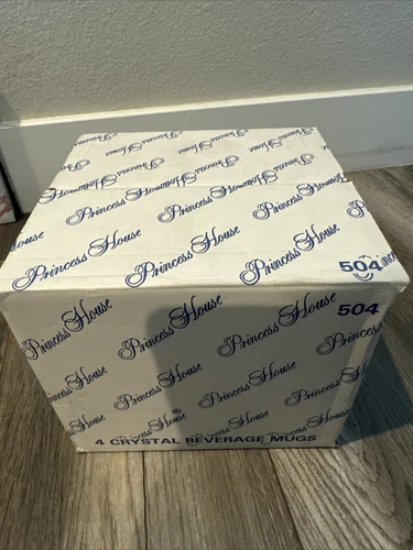 NEW 4 PRINCESS HOUSE..HERTIGAGE..CRYSTAL..PEDESTAL..BEVERAGE..MUGS..504..BOX