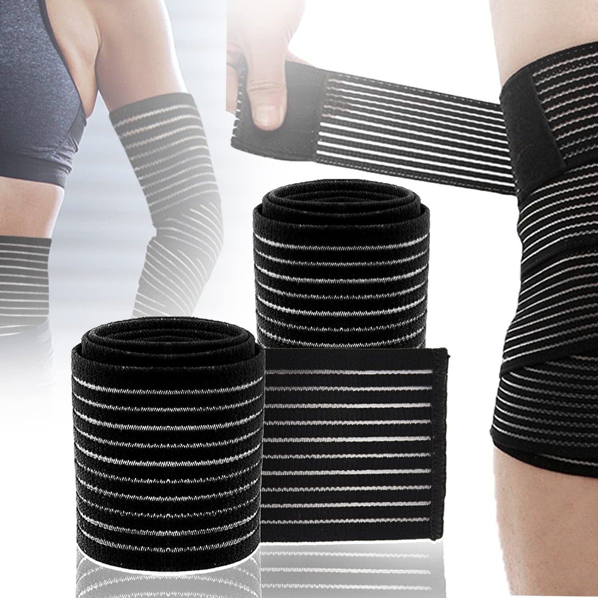 Fascia Elastica Per Ginocchia 120 Cm - Protezione Per Sollevamento Pesi, Corsa E Sport, Taglia Unica Regolabile - Foto 8