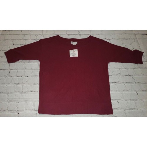 NUEVO CON ETIQUETAS LIZ CLAIBORNE Moderno Romance Borgoña MANGA CORTA Talla Pequeña Top - Imagen 1 de 2