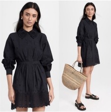 Ulla Johnson Gemma eyelet long sleeve dress Size 8 Black
