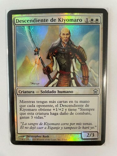 MTG SPANISH FOIL SAVIORS OF KAMIGAWA DESCENDANT OF KIYOMARO EX+ WHITE UNCOMMON - Picture 3 of 6
