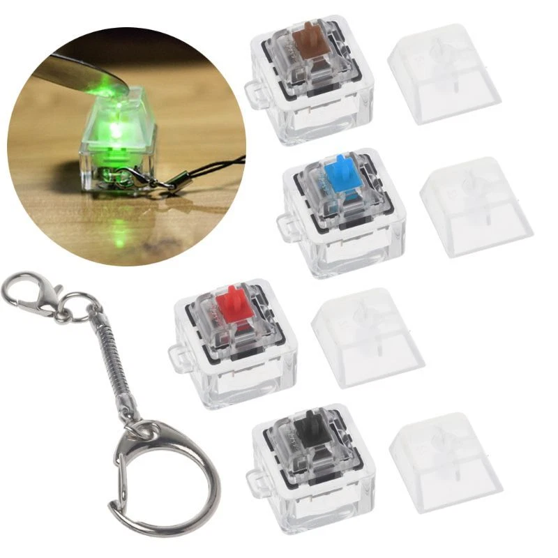 Mechanical Keyboard Cherry MX Tester Lightless Transparent Keys Keychain