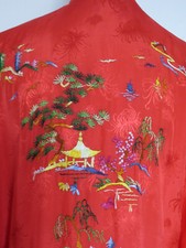 GOLDEN BEE Damen Satin China-Kimono-Style Morgenmantel M rot Stickerei  /H