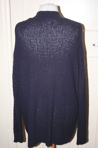 SIZE XL FITS 22/24 MARKS & SPENCER NAVY COTTON BLEND CARDIGAN WITH POCKETS - 第 4/4 張圖片