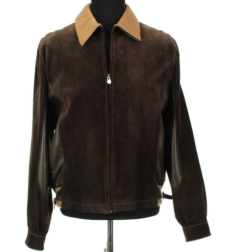 Hettabretz NWD Calfskin & Lambskin Suede Leather Jacket Sz 50 (~ M US) In Brown