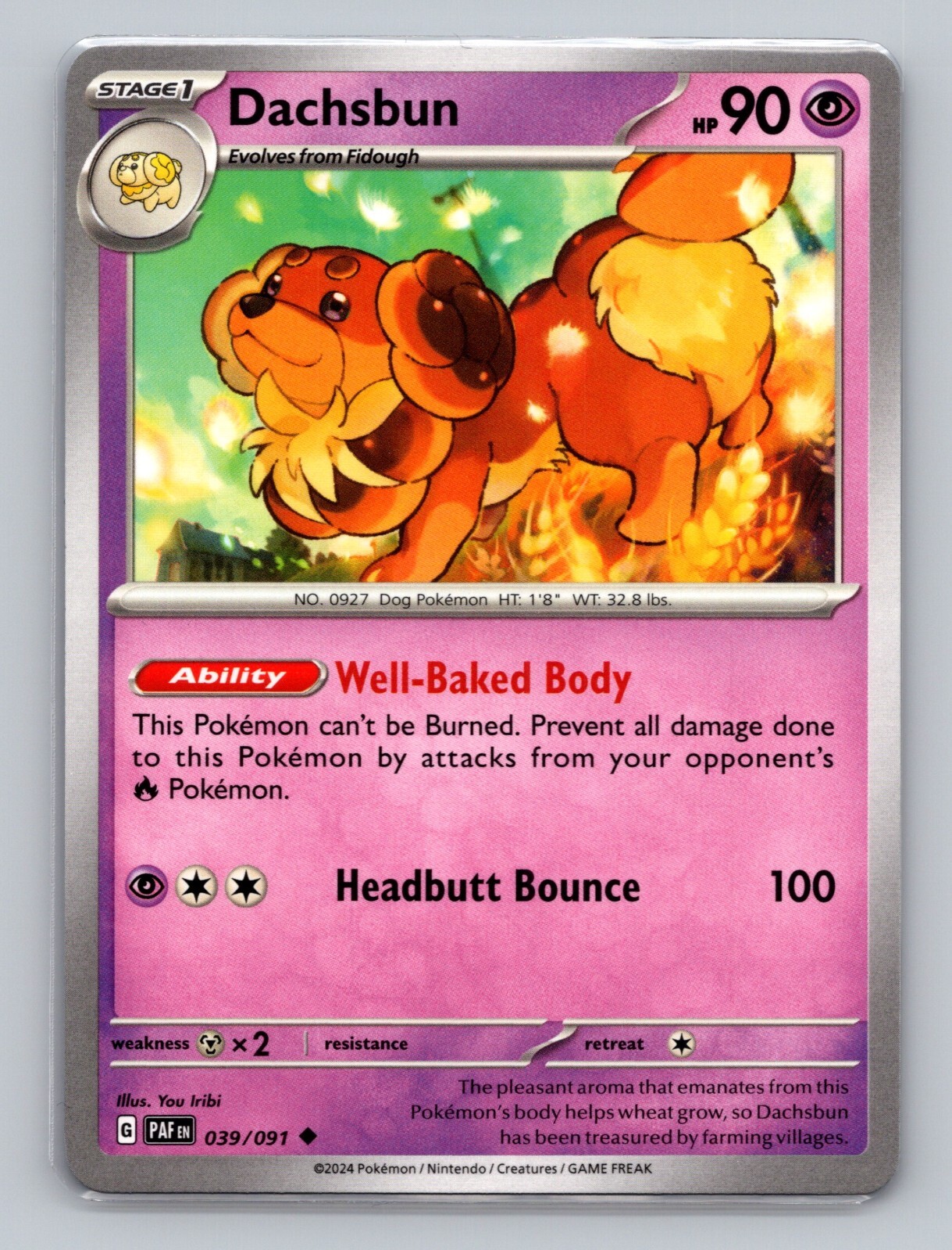 Dachsbun 039/091 Paldean Fates Uncommon NM PAF EN Pokemon Card Scarlet & Violet