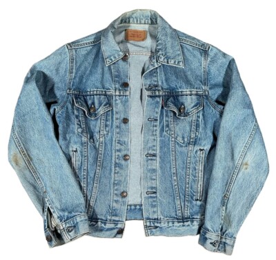 Vintage 80's Levis Faded Blue Denim Button Up Jean Jacket Men's