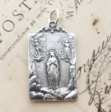 Medalla Santa Juana de Arco, San Miguel, Virgen María, Jesús - Réplica antigua