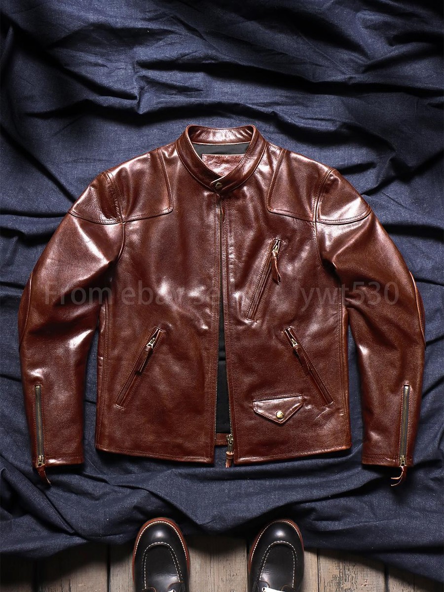 Washed Vegetable Tanned Goatskin Venom Biker Men's Retro Genuine