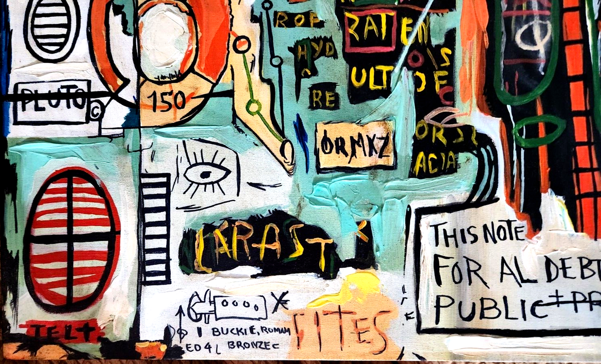 JEAN-MICHEL BASQUIAT 50x70 cm. Acrylic painting on canvas