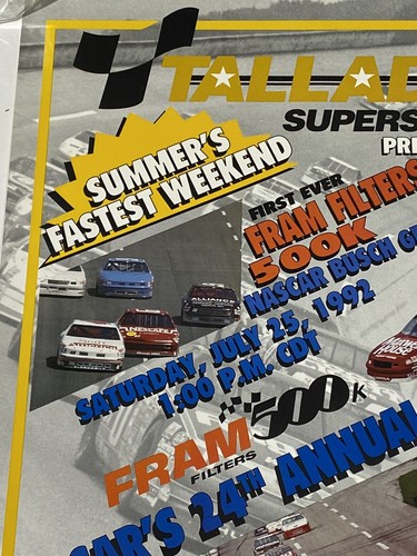 1992 Talladega Superspeedway 24th Annual DieHard 500 Advertising Poster 17'x22' - Picture 3 of 7