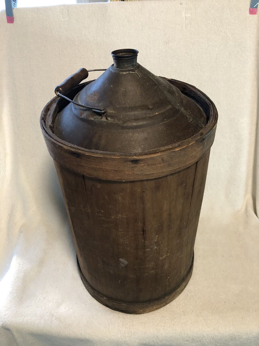 Antique Wood Wrapped Metal Kerosene/Fuel Gas Can W/Wood Antique Wood Wrapped Metal Kerosene/Fuel Gas Can W/Wood
