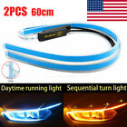 <!--F#f_0-->2 x 60CM Slim Amber Sequential Flexible LED DRL Turn Signal Strip for Headlight<!--F/-->