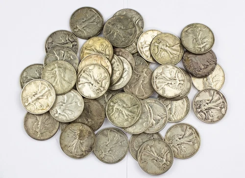 Extremely Fine XF+ Walking Liberty 40 Coin Half Dollar 2xRolls $20 90% Silver