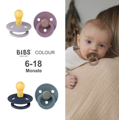 BIBS Colour 6-18 M Kirschform Schnuller Beruhigungssauger Cherry Rund Latex 2er