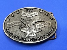 1986 NRA National Rifle Association Firearms Freedom Vintage ILA belt buckle