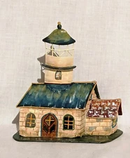 Lighthouse Metal House Tea Light Candle Holder 6"
