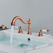 Antique Red Copper Widespread 3 Hole Bathroom Basin Sink Faucet Mixer Tap frg040