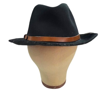 Vtg Flex Felt Crushable Black 100% Wool Cowboy Hat Fedora Sz 