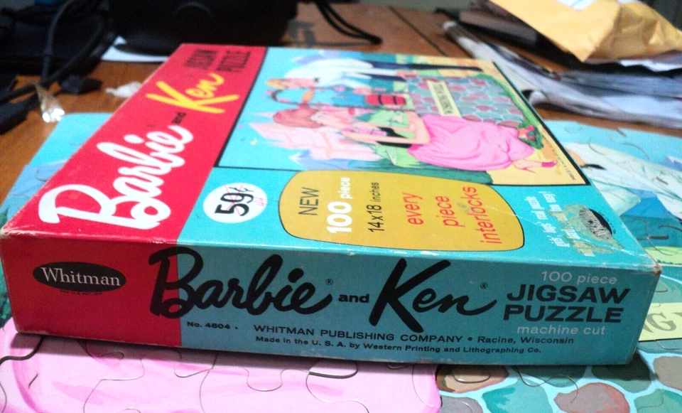 1963 Whitman Барби и Кен 100 шт. головоломка #4604 ЖЕЛАЯ ХОРОШО ** ПОЛНЫЙ ** - Изображение 3 из 3