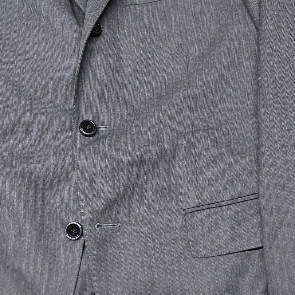 Lardini 38R Gray Herringbone Italy 100% Wool Mens Blazer Suit Jacket Sport Coat - Image 3 of 4