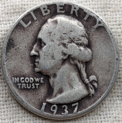1937 Washington Quarter VF, Very Fine : Original Tone - .9 Fine Silver Coin