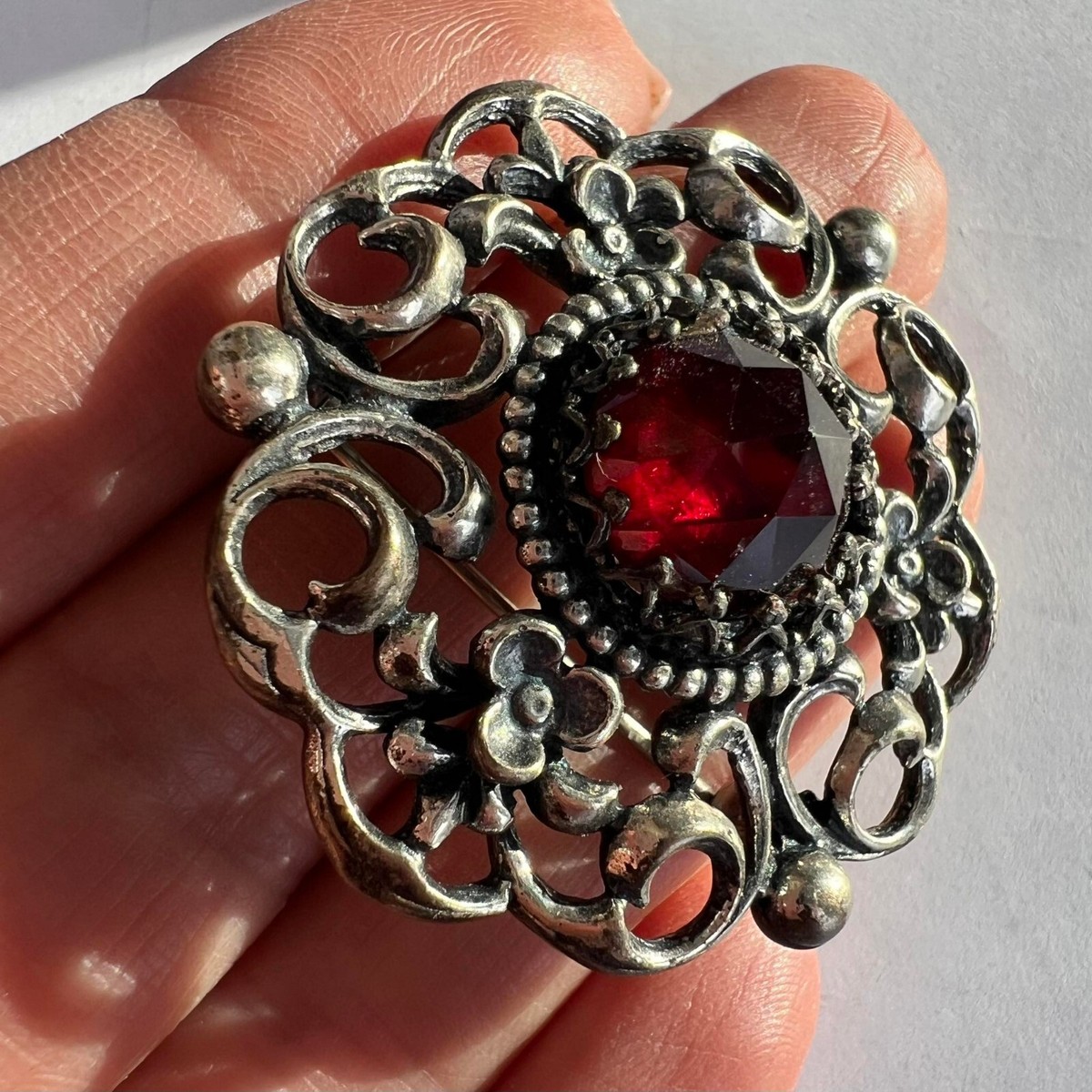 Women Hair Pin Antique Of Engraved Silver 800 Brooch Fashion 