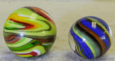  16624m Nice Pair of Small Handmade Contemporary Marbles .56 to .69 Inches Mint