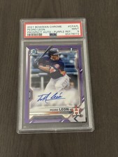 2021 Bowman Chrome Prospects Purple Refractor Auto /250 #CPA-PL PEDRO LEON PSA 9