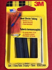 3M 03825 BLACK FLAME RETARDANT HEAT SHRINK TUBING 5 ASSORTED SIZES PER PURCHASE