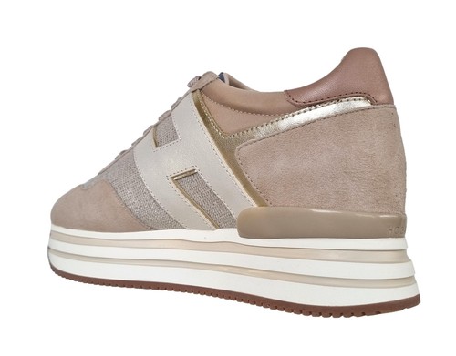 Hogan scarpe sneaker donna H222 midi HXW4830CB80T1N0US3 beige, avorio e rosa - Picture 3 of 5