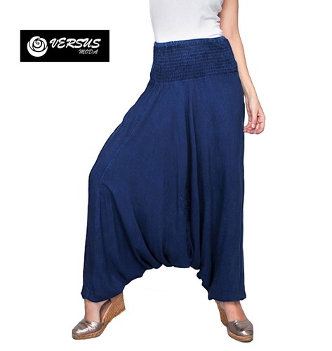Pantaloni alla Turca Larghi Donna Colore Jeans Woman Wide Harem Trousers  VM18195 | eBay