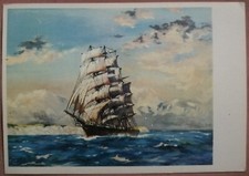 CARTOLINA DALL'ORIGINALE DIPINTO CON IL PIEDE DA MACHO TOMASELLI VELIERO GALEONE