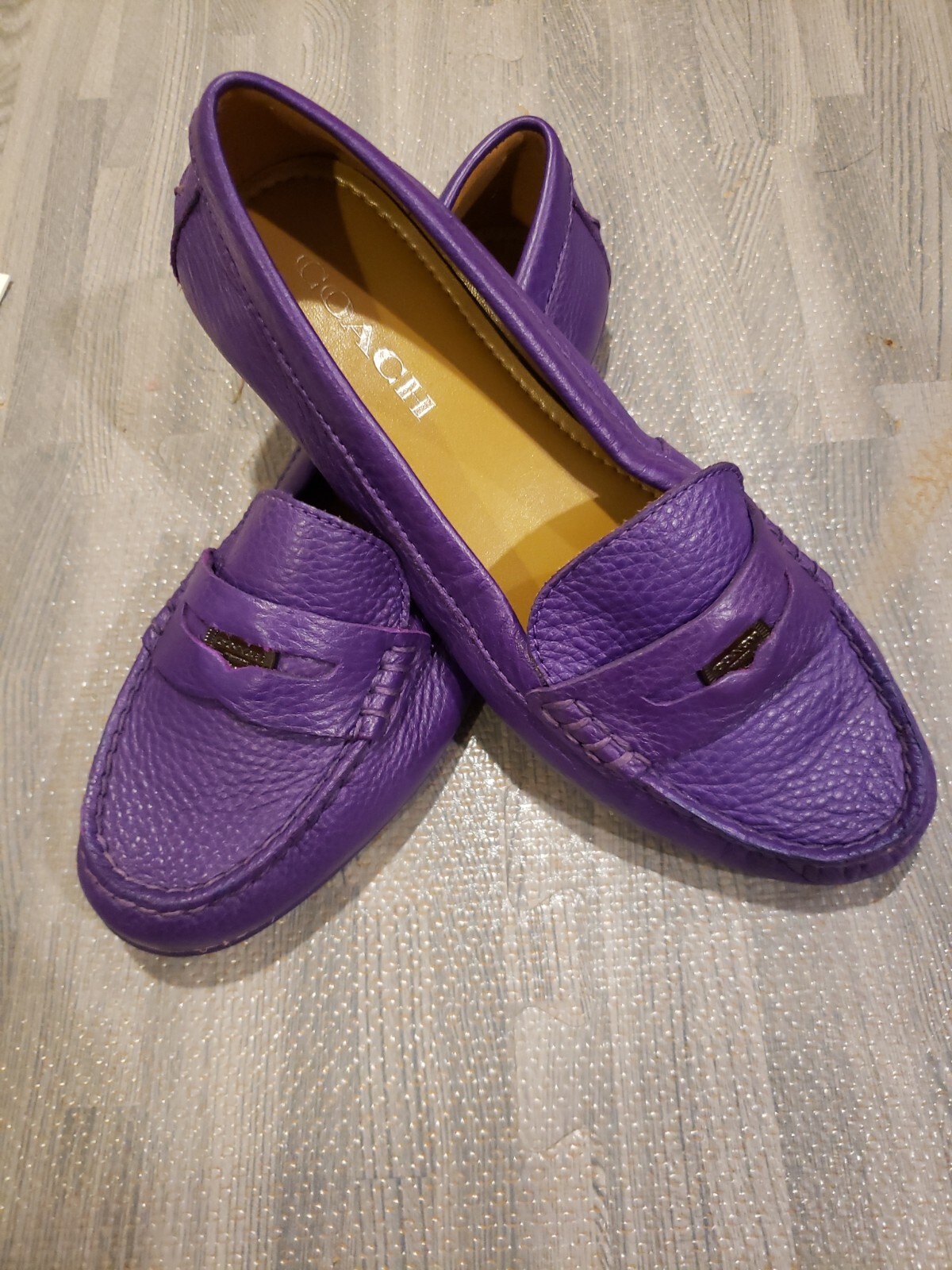 Coach Penny Loafers Purple Shoes Womens Size 7 .5B Gem