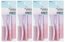 Conair, Lift, Style  Detangle, 3pk Comb Set, Pack of 4