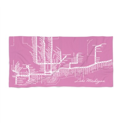Chicago Subway Train Stops Map Beach Towel